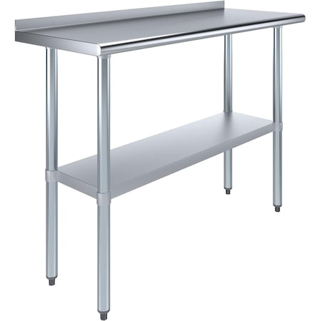 Amgood 18 in. x 48 in. Stainless Steel Work Table with 1.5 in. Backsplash WT-1848-BS-Z
